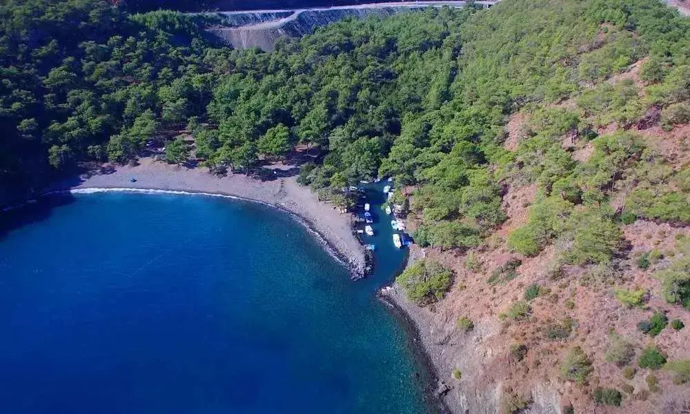 Paradise Bay in Kemer, Antalya drone view